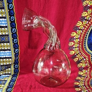 Vintage Josef Flek Mouth Blown Twisted Neck Bottle Decanter Art Glass